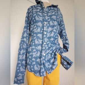 American Rag Denim Shirt with White Floral Design